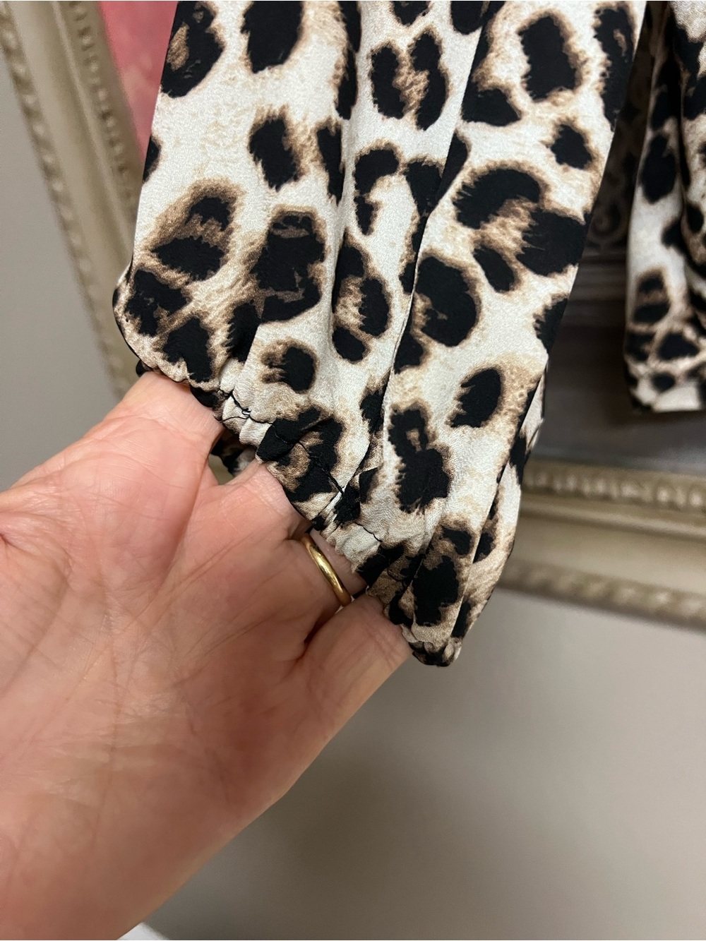 1. State Leopard Print Cross Over V-Neck Blouse - Picture 5 of 10